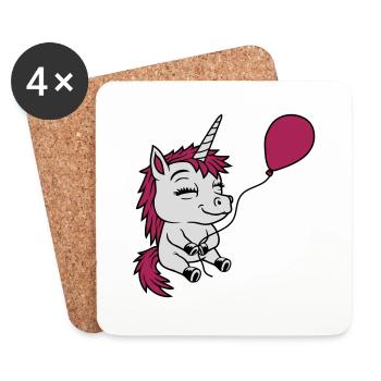 Happy Balloon Unicorn Comic - Coasters (set of 4) - white - Front
