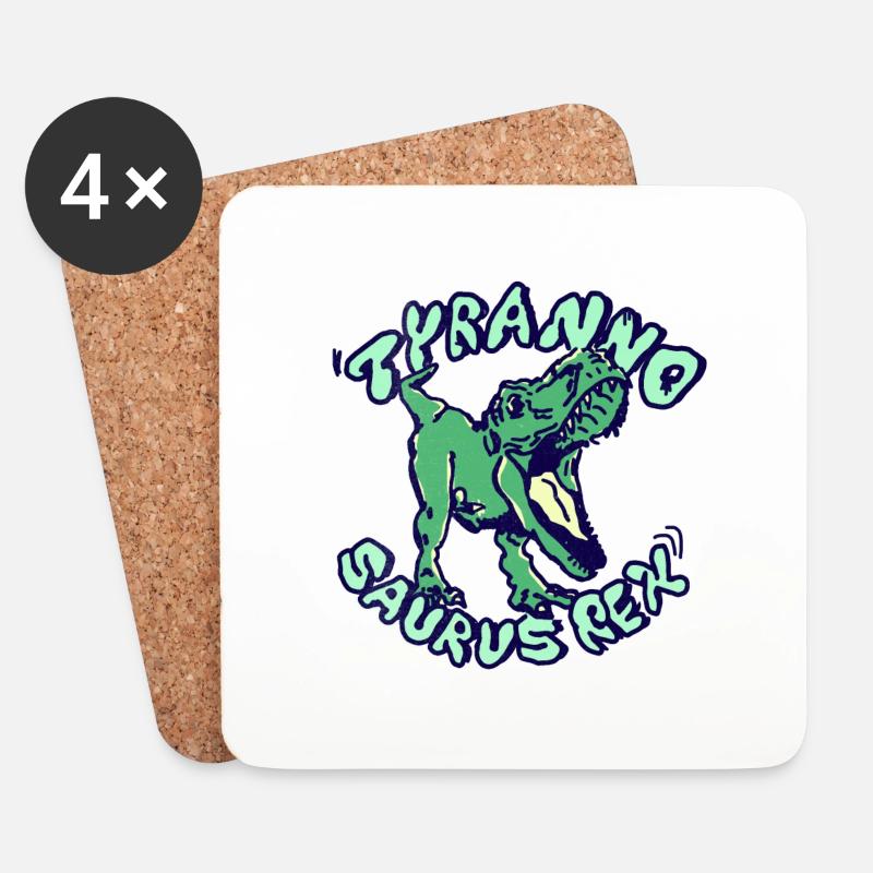 T-Rex - Untersetzer (4er-Set) - Weiß