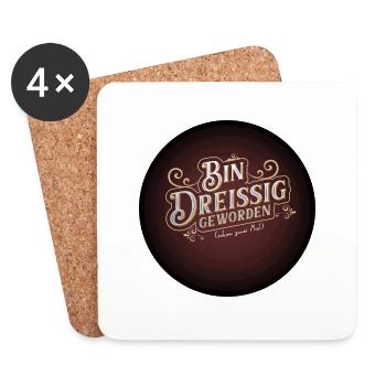 Bin Dreissig geworden (zwei Mal) - Untersetzer (4er-Set) - Weiß - Vorne