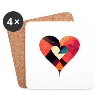 Artistic Colourful Heart - Coasters (set of 4) - white - Front