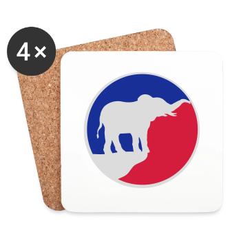 Elephant Silhouette Cliff Moon - Coasters (set of 4) - white - Front