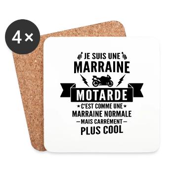 marraine motarde / marraine et moto - Dessous de verre (lot de 4) - blanc - Devant