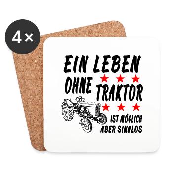 Traktor - Untersetzer (4er-Set) - Weiß - Vorne