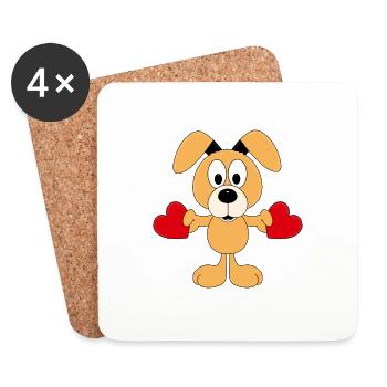 HUND - LIEBE - LOVE - TIERISCH - VERLIEBT - FUN - Untersetzer (4er-Set) - Weiß - Vorne