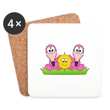 FLAMINGOS - LIEBE - SOMMER - SONNE - SONNENSCHEIN - Untersetzer (4er-Set) - Weiß - Vorne