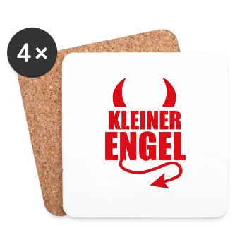 KLEINER ENGEL - TEUFEL - TEUFELSHÖRNER - HIMMEL - Untersetzer (4er-Set) - Weiß - Vorne
