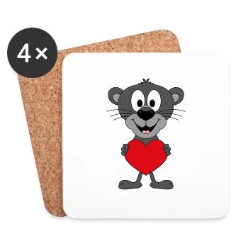 PANTHER - HERZ - LIEBE - TIERISCH - VERLIEBT - Untersetzer (4er-Set) - Weiß - Vorne