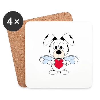 HUND - ENGEL - LIEBE - HIMMEL - TIERISCH - LOVE - Untersetzer (4er-Set) - Weiß - Vorne