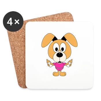 HUND - WELPE - NACHWUCHS - BABY - TIERBABY - Untersetzer (4er-Set) - Weiß - Vorne