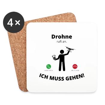 Drohne ruft an - Untersetzer (4er-Set) - Weiß - Vorne