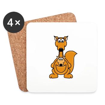 KÄNGURUS - BABY - MAMA - KIND - KÄNGURU - TIERE - Untersetzer (4er-Set) - Weiß - Vorne