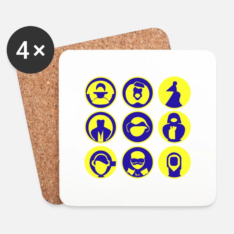Abstrakte Gesichter / Figuren, Vektor Art, Kopf - Untersetzer (4er-Set) - Weiß