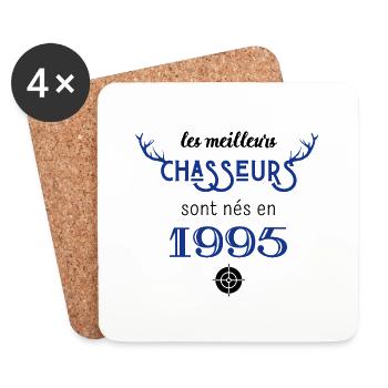 Anniversaire chasseur 1995 - Dessous de verre (lot de 4) - blanc - Devant