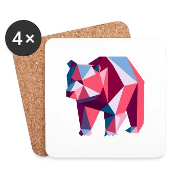 Bear, geometric, vector art, abstract, animal - Coasters (set of 4) - white - Front