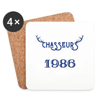 Anniversaire chasseur 1986 - Dessous de verre (lot de 4) - blanc - Devant