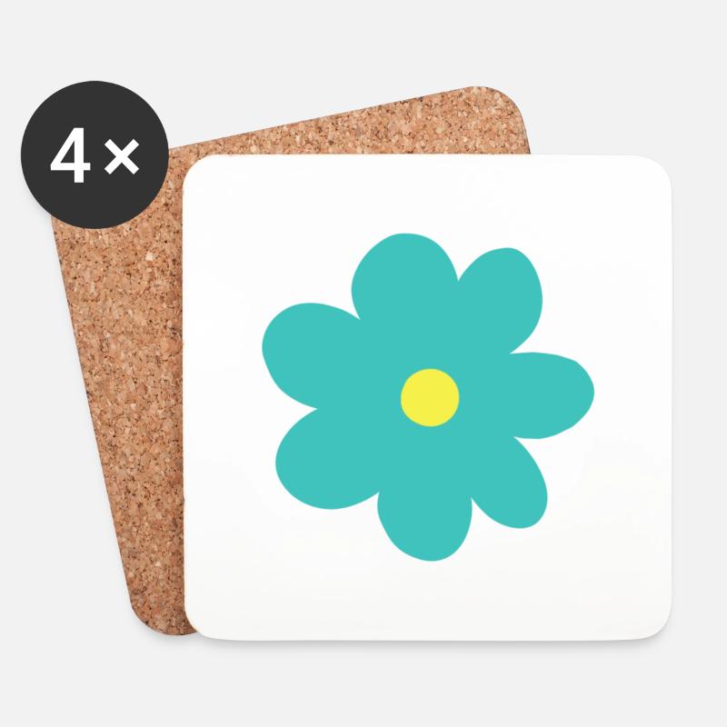 Mintfarbene Blume - Untersetzer (4er-Set) - Weiß