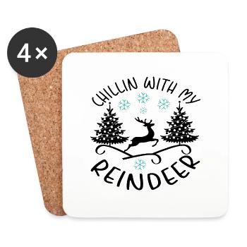 Chillin With My Reindeer - Untersetzer (4er-Set) - Weiß - Vorne