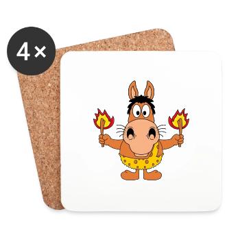 STEINZEIT - PFERD - PONY - FEUER - TIERISCH - Untersetzer (4er-Set) - Weiß - Vorne
