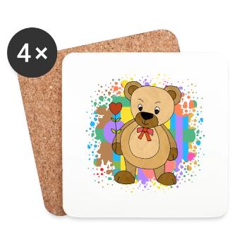 Teddy bear - Coasters (set of 4) - white - Front