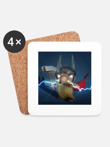 XList Wikingergott Thor - Untersetzer (4er-Set) - Weiß