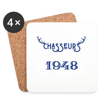 Anniversaire chasseur 1948 - Dessous de verre (lot de 4) - blanc - Devant
