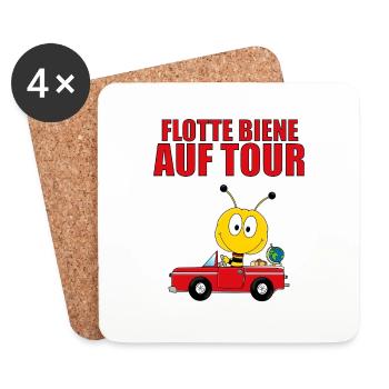 FLOTTE BIENE AUF TOUR - AUTO - REISE - URLAUB - Untersetzer (4er-Set) - Weiß - Vorne