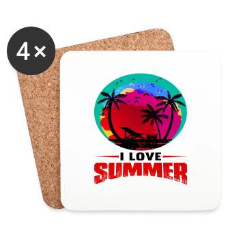 I love Summer - Untersetzer (4er-Set) - Weiß - Vorne