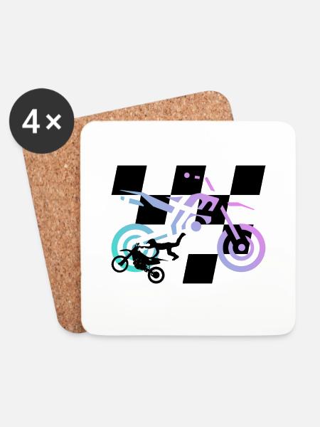 Motocross - Untersetzer (4er-Set) - Weiß