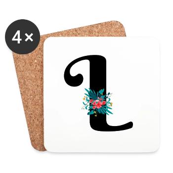 letter L flowered - Coasters (set of 4) - white - Front