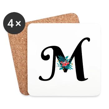 Buchstabe M geblümt - Untersetzer (4er-Set) - Weiß - Vorne