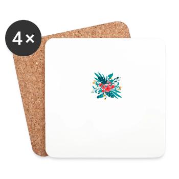 lettre R fleuris - Dessous de verre (lot de 4) - blanc - Devant