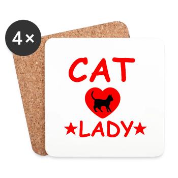 Chat - Dessous de verre (lot de 4) - blanc - Devant