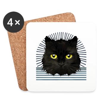 Katze - Untersetzer (4er-Set) - Weiß - Vorne