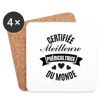 certifiée meilleure puéricultrice du monde - femme - Dessous de verre (lot de 4) - blanc - Devant