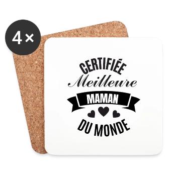 certifiée meilleure maman du monde - Dessous de verre (lot de 4) - blanc - Devant