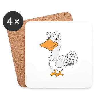 GANS - GÄNSE - BAUERNHOF - BAUER - BÄUERIN - TIER - Untersetzer (4er-Set) - Weiß - Vorne