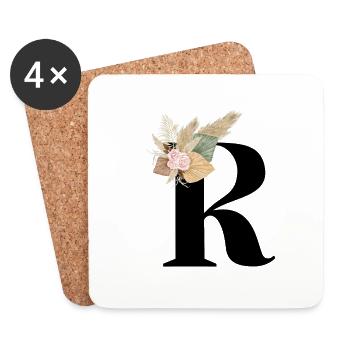 letter R flowers - Coasters (set of 4) - white - Front
