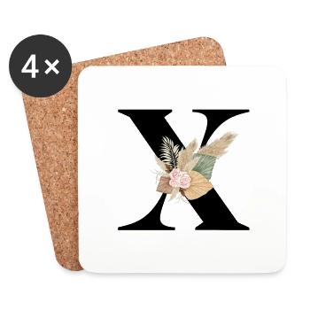 Buchstabe X blühte - Untersetzer (4er-Set) - Weiß - Vorne