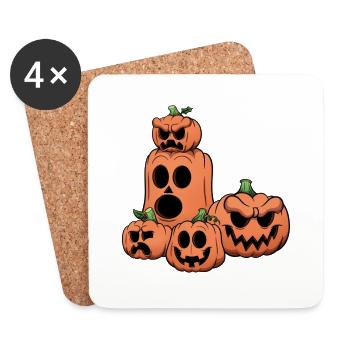 Citrouilles d’Halloween - Dessous de verre (lot de 4) - blanc - Devant