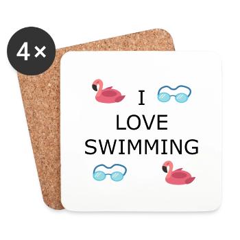 I LOVE SWIMMING - Untersetzer (4er-Set) - Weiß - Vorne