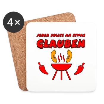 Grillen - Untersetzer (4er-Set) - Weiß - Vorne