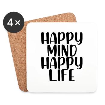Happy mind happy life - Untersetzer (4er-Set) - Weiß - Vorne