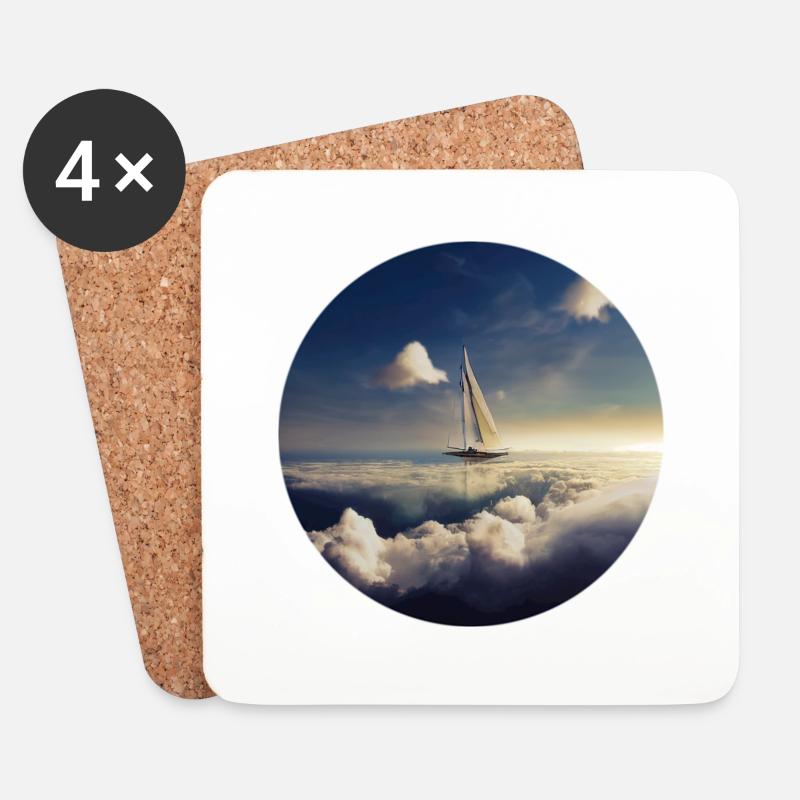 Schiff mit Wolken - Untersetzer (4er-Set) - Weiß