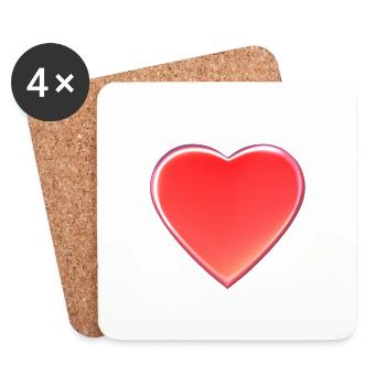Red 3D Heart - Coasters (set of 4) - white - Front