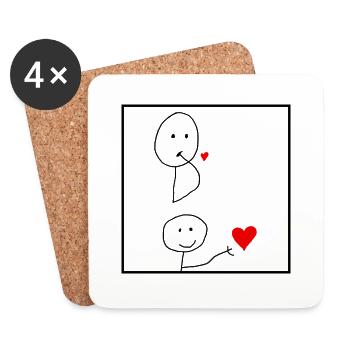 Stickman kiss blow - Untersetzer (4er-Set) - Weiß - Vorne