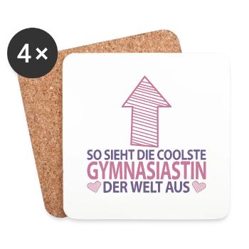 Gymnasiastin Gymnasium 5. Klasse Einschulung Pink - Untersetzer (4er-Set) - Weiß - Vorne