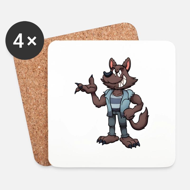 Böser Werwolf - Untersetzer (4er-Set) - Weiß