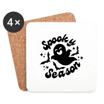 Spooky Season Halloween Ghost Motif Noir - Dessous de verre (lot de 4) - blanc - Devant