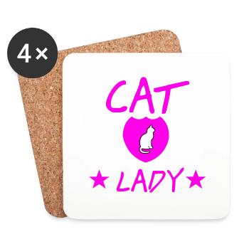 Cat - Coasters (set of 4) - white - Front