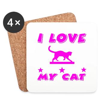 Cat - Coasters (set of 4) - white - Front